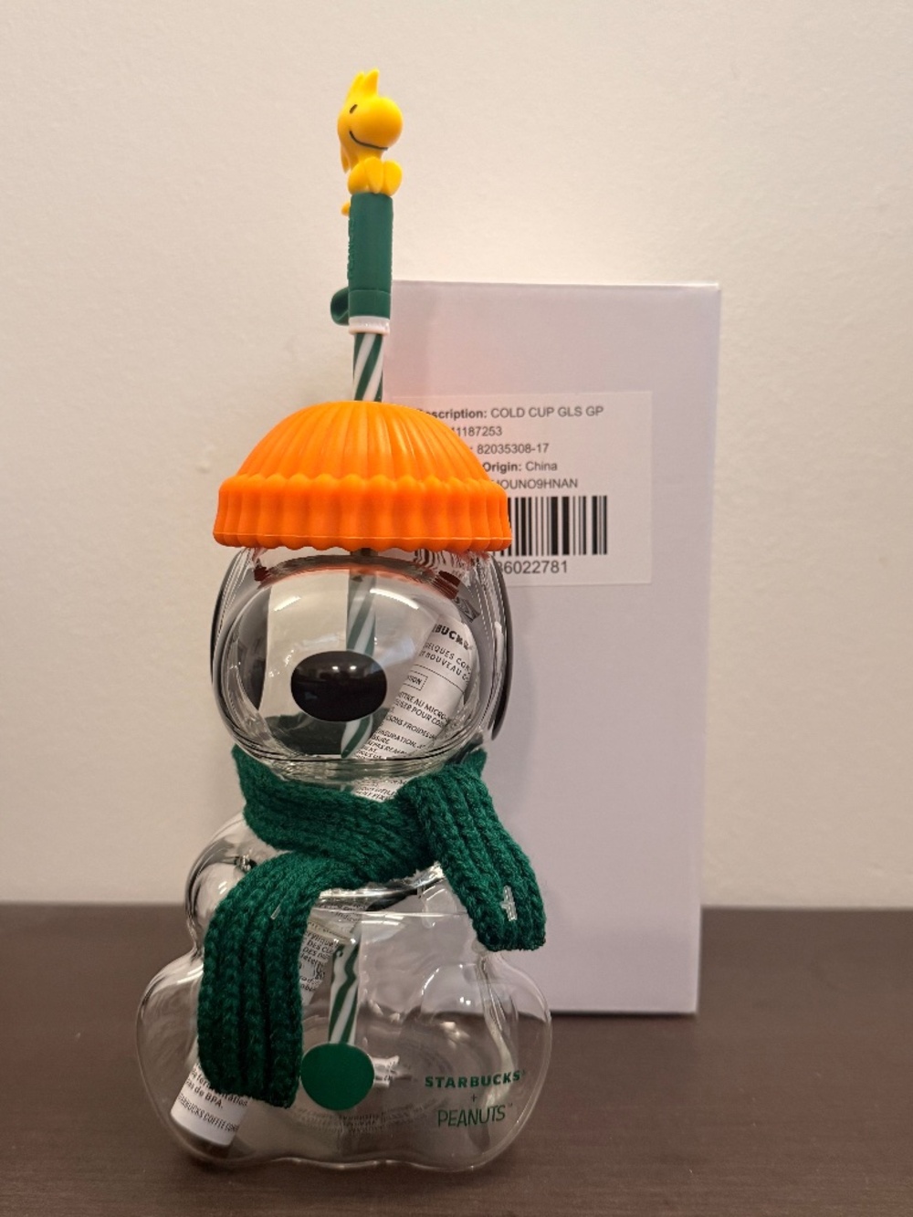 NEW Starbucks x Peanuts Snoopy Glass Cup w/ Original Box